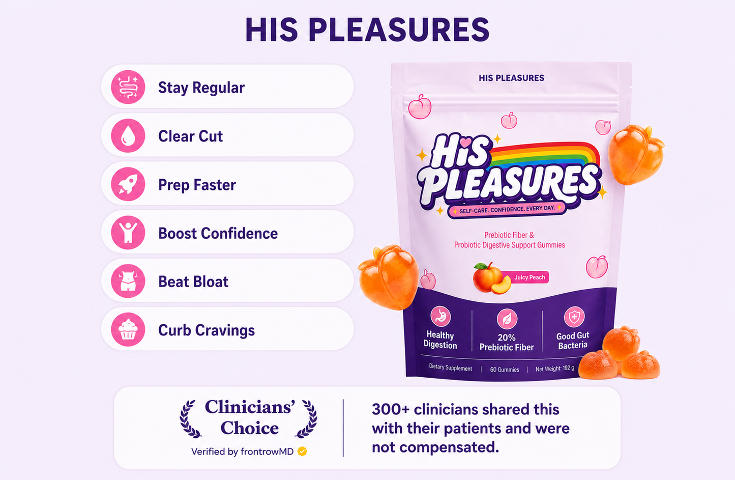 His Pleasures™ Sugar-Free Pre+Probiotic Fiber Gummies